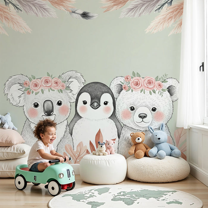 Barntapet | Bedårande djur och delikata blommor