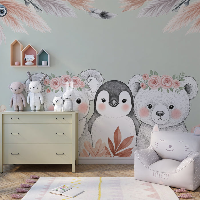 Barntapet | Bedårande djur och delikata blommor