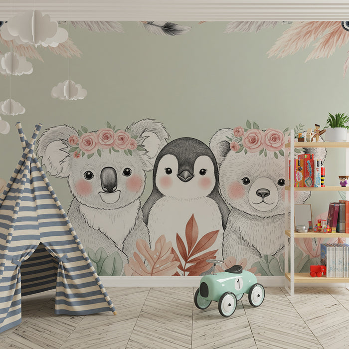 Barntapet | Bedårande djur och delikata blommor