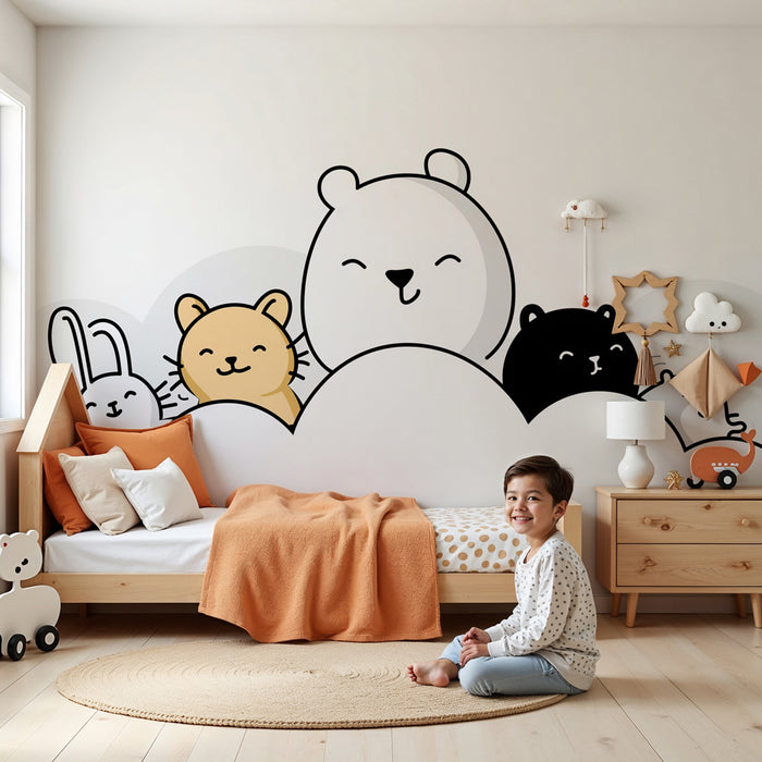 Papier peint chambre bébé | Animaux dans les nuages