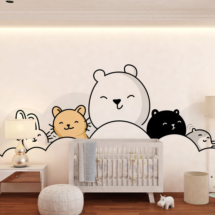 Papier peint chambre bébé | Animaux dans les nuages