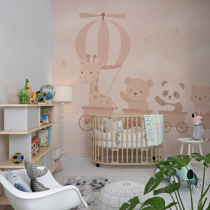 Carta da parati bambini | Animali in viaggio colorato