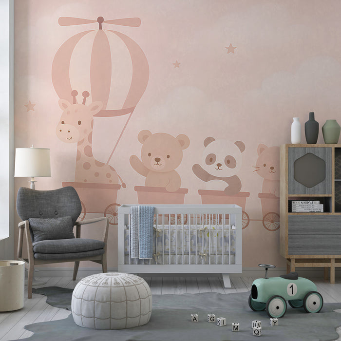 Carta da parati bambini | Animali in viaggio colorato