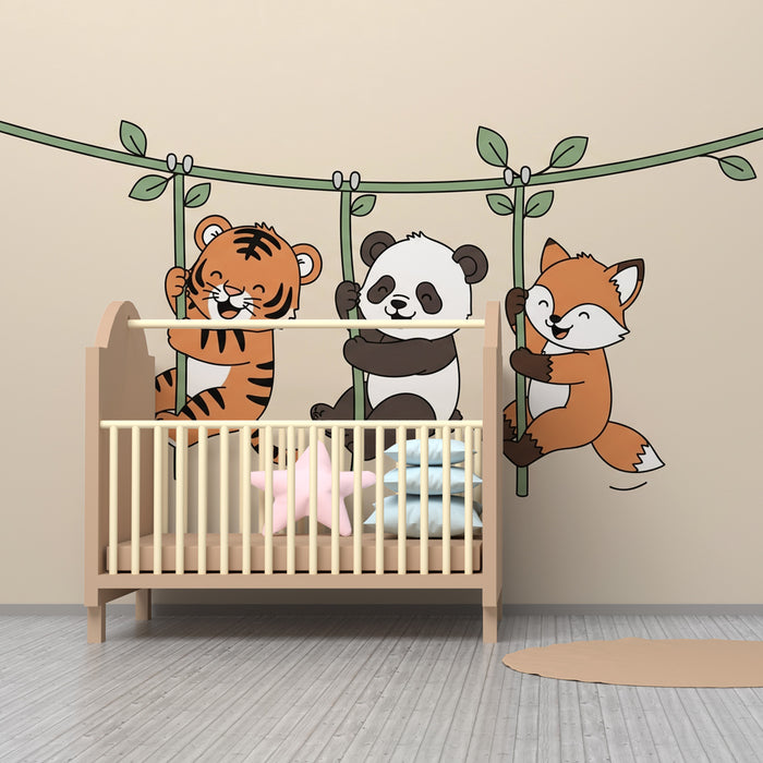 Papel de parede quarto bebê | Παιχνιδιάρικα ζώα στο δάσος
