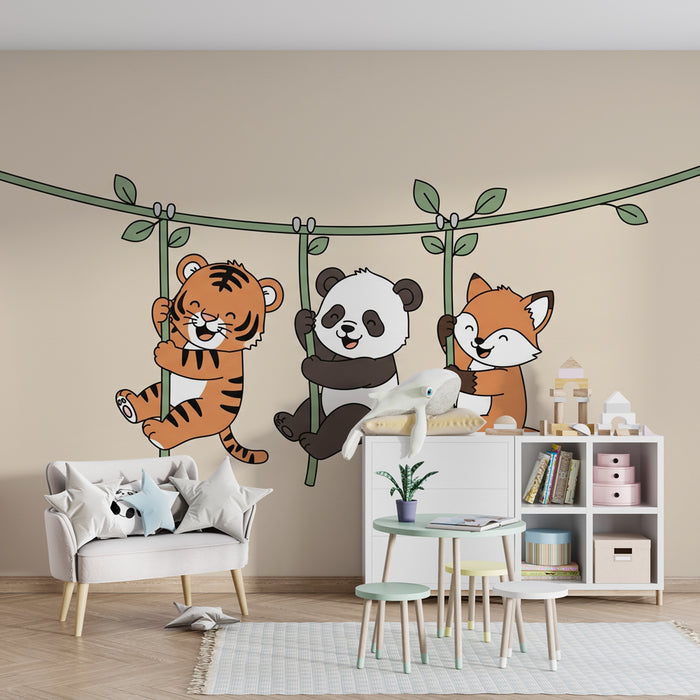 Papel de parede quarto bebê | Παιχνιδιάρικα ζώα στο δάσος
