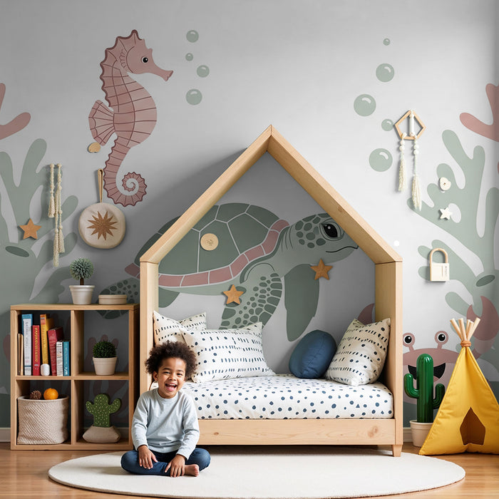 Barntapet | Bedårande havsdjur i en lugn undervattensmiljö