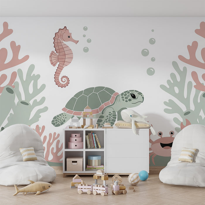 Barntapet | Bedårande havsdjur i en lugn undervattensmiljö