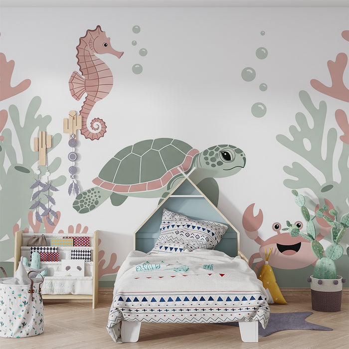 Barntapet | Bedårande havsdjur i en lugn undervattensmiljö