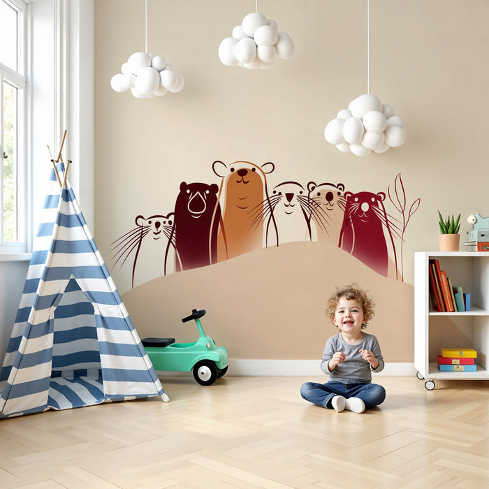 Papier peint chambre bébé | Animaux marins aux sourires enjoués