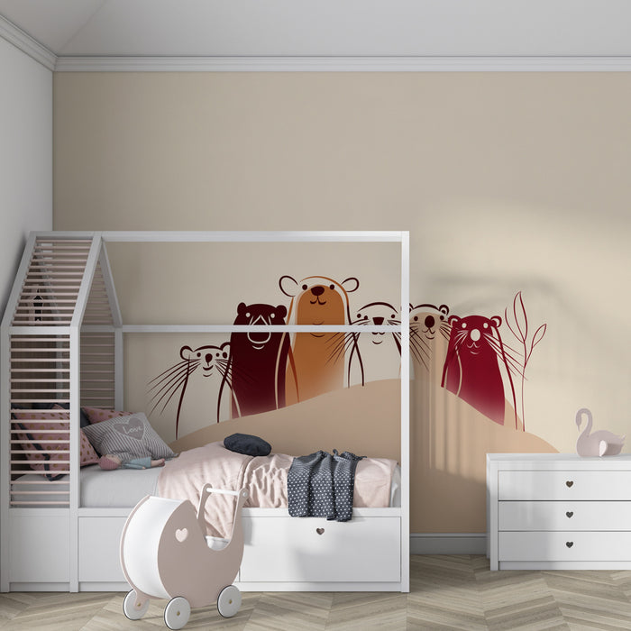 Papier peint chambre bébé | Animaux marins aux sourires enjoués
