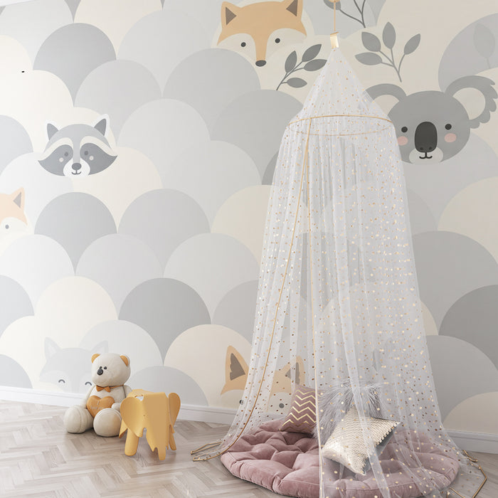 Lastenhuoneen tapetti | Suloisia eläimiä piilossa lempeiden aaltojen keskellä