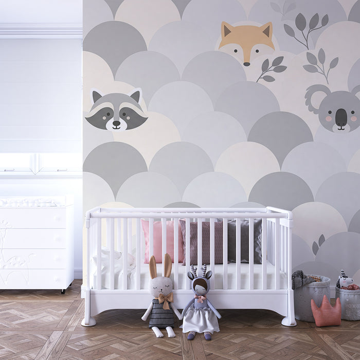 Lastenhuoneen tapetti | Suloisia eläimiä piilossa lempeiden aaltojen keskellä