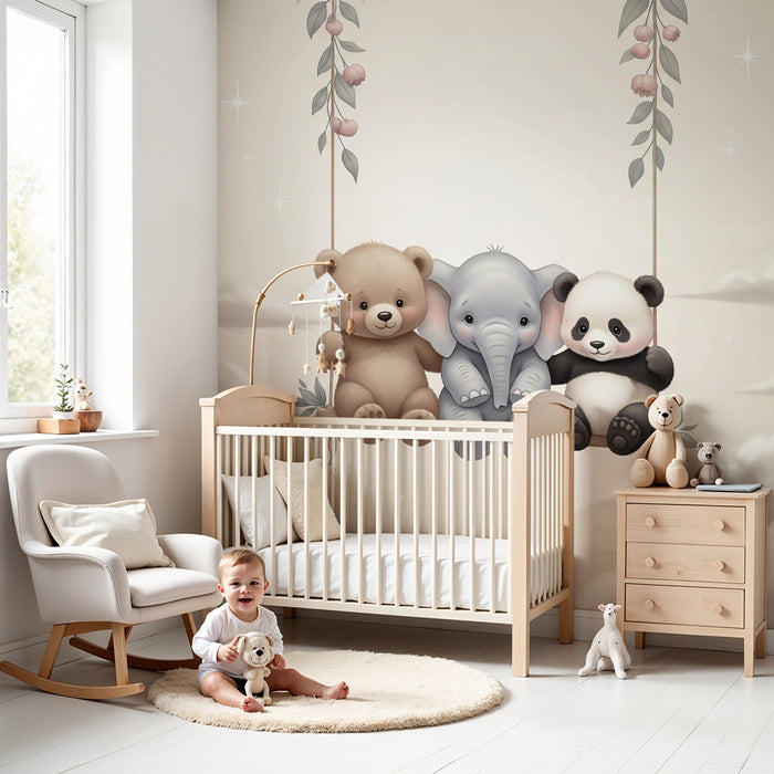 Barntapet | Söta djur i molnen