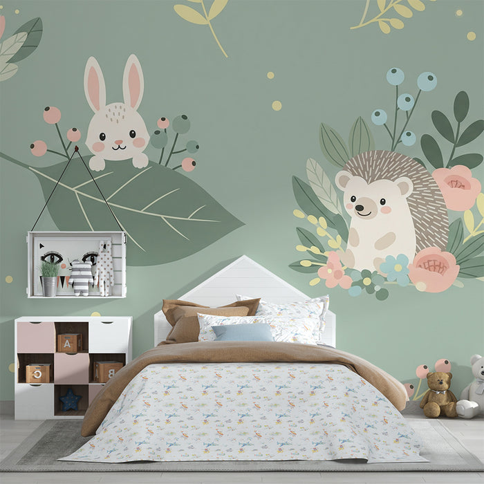 Papier de parede izba bábätka | Rozkošné zvieratká v kvetinovom záhrade