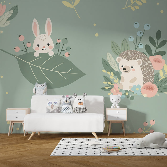 Papier de parede izba bábätka | Rozkošné zvieratká v kvetinovom záhrade
