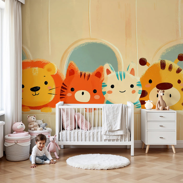 Barntapet | Söta och färgglada djur i fest