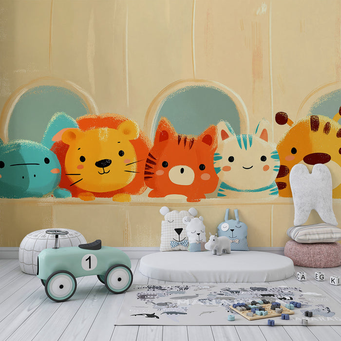 Barntapet | Söta och färgglada djur i fest