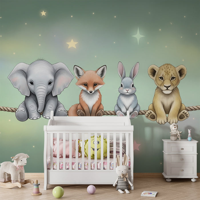 Barntapet | Söta djur under pastellstjärnorna