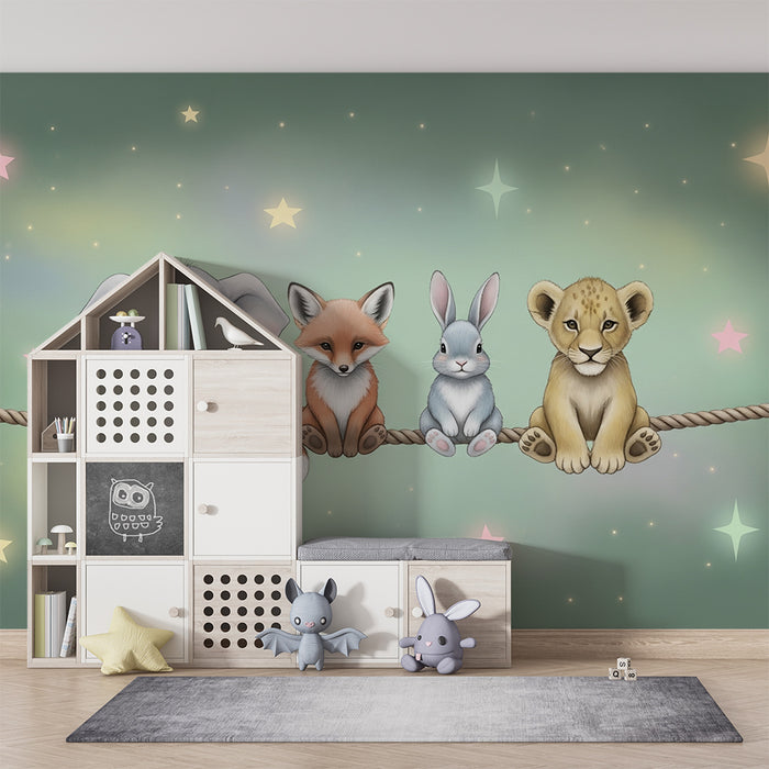 Barntapet | Söta djur under pastellstjärnorna