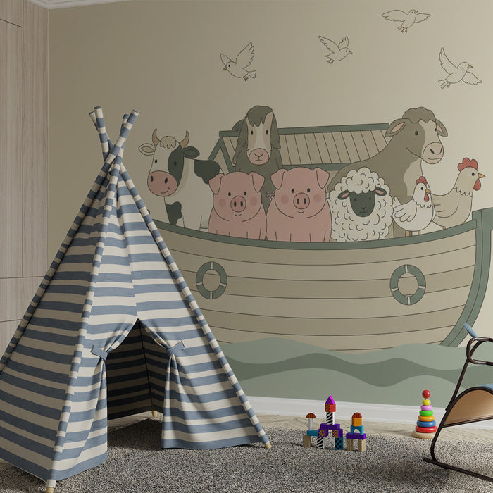 Barntapet | Söta djur på en båt