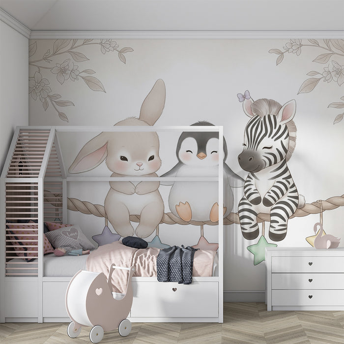 Barntapet | Söta hängande djur med stjärnor