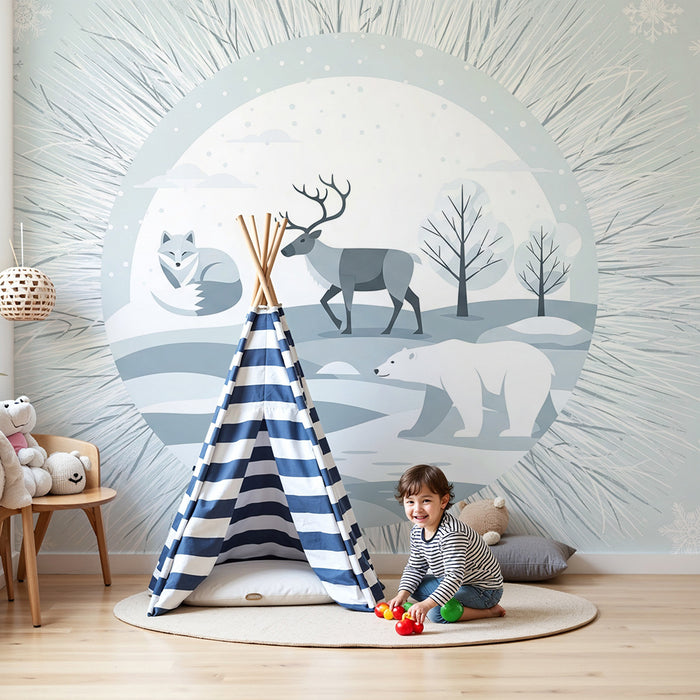 Barntapet | Polara djur i lugn vinterlandskap