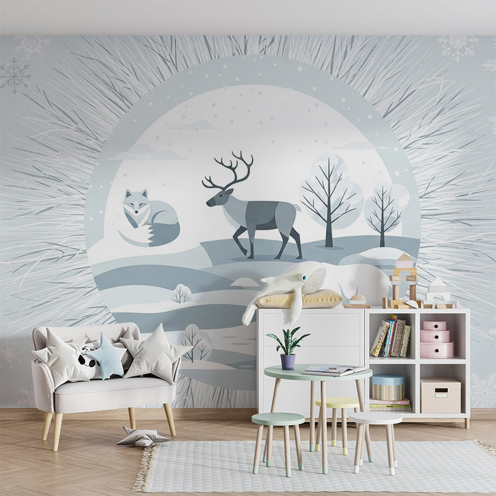 Barntapet | Polara djur i lugn vinterlandskap