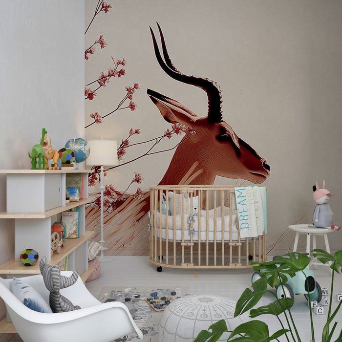 Papel de parede quarto bebê | Antílope elegante no meio da natureza