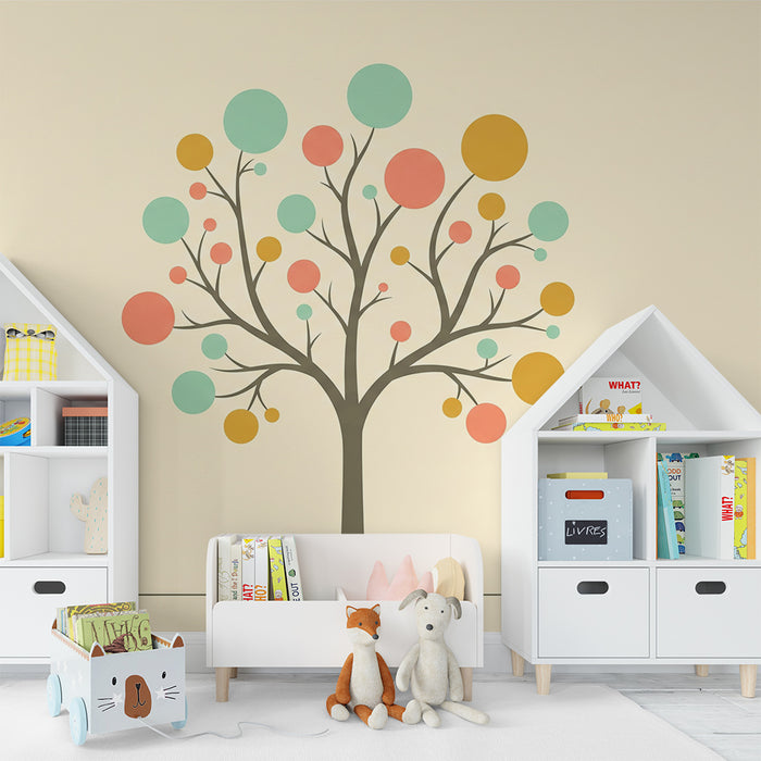 Dětské tapety do pokojíčku | Barevný strom s hravými kroužky