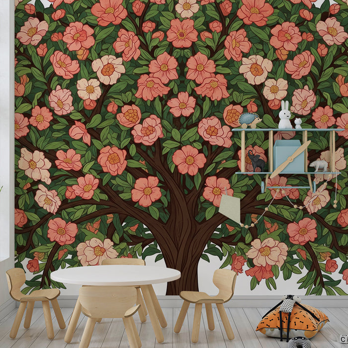 Nursery wallpaper | Soft and soothing floral tree design