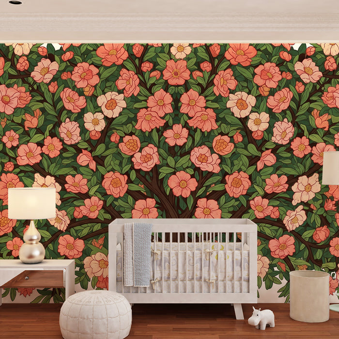 Nursery wallpaper | Soft and soothing floral tree design