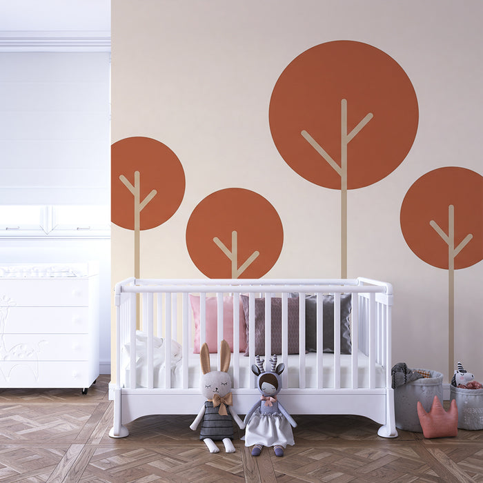 Barntapet | Stiliserade träd i mjuka färger