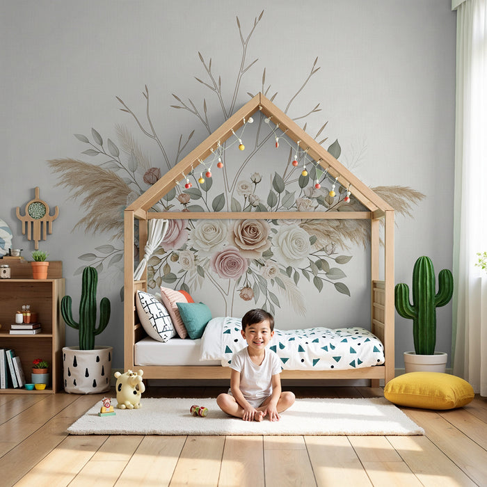 Papier peint chambre bébé | Arbuste bohème