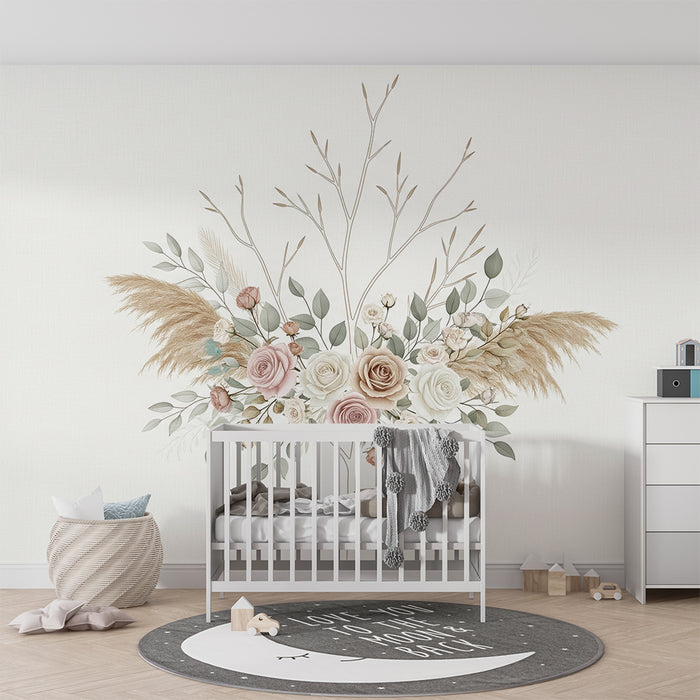 Papier peint chambre bébé | Arbuste bohème