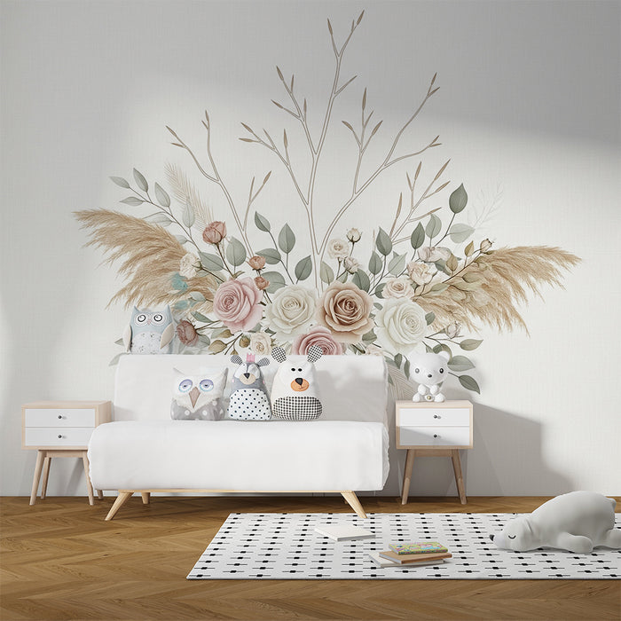 Papier peint chambre bébé | Arbuste bohème