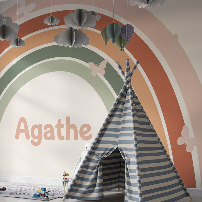 Nursery room wallpaper | Rainbow Agathe with delicate butterflies