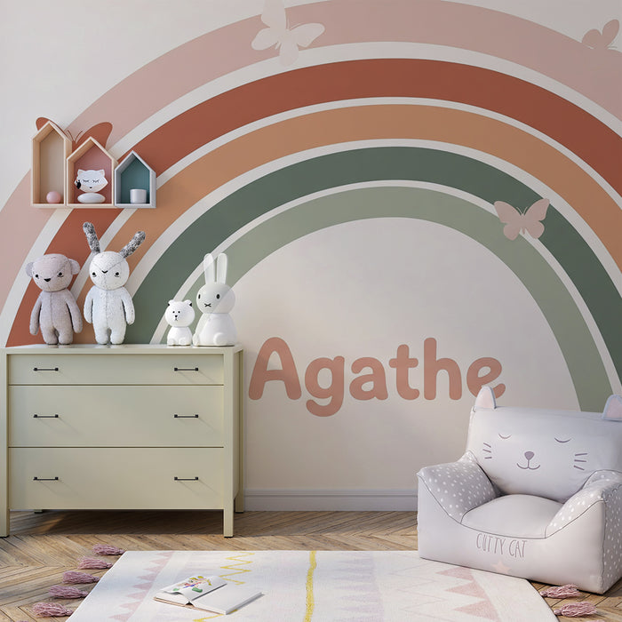 Nursery room wallpaper | Rainbow Agathe with delicate butterflies