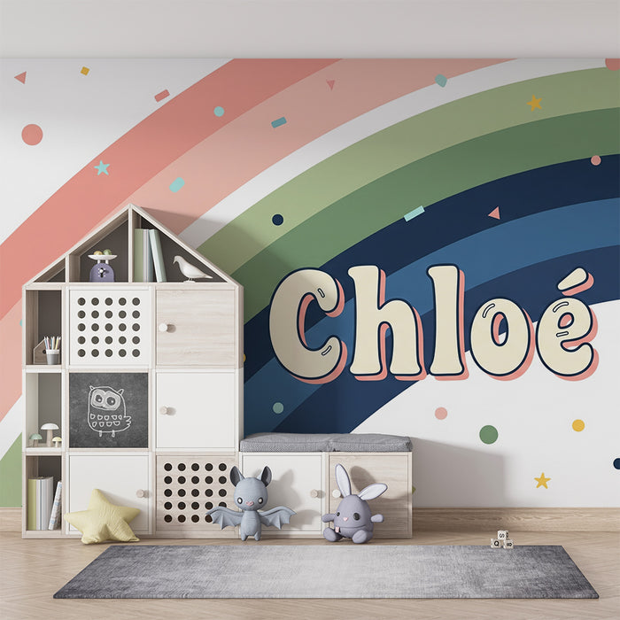 Tapety dla dzieci | Kolorowy tęczowy wzór z zabawnymi konfetti