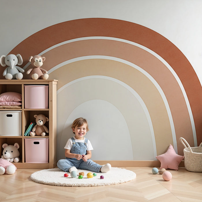 Barntapet | Mjuk regnbåge i terrakotta och pastellfärger