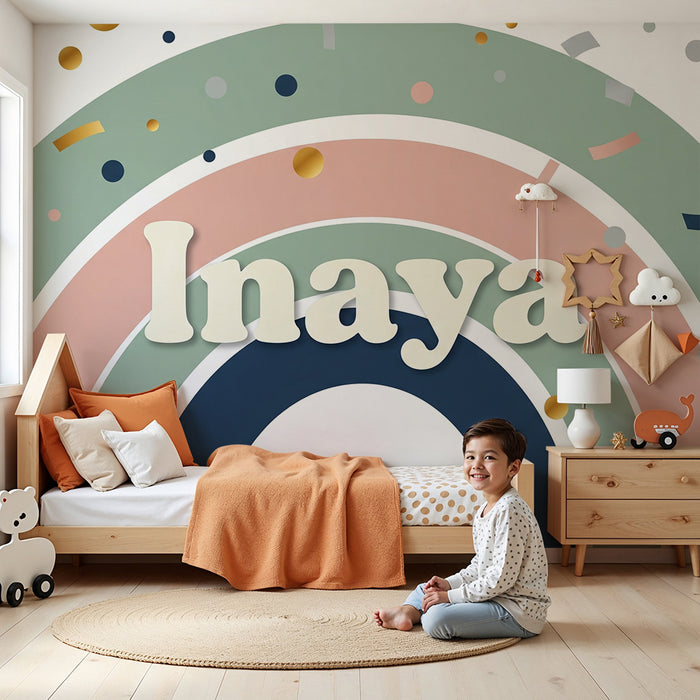 Tapety dla dzieci | Delikatna tęcza z kolorowymi konfetti