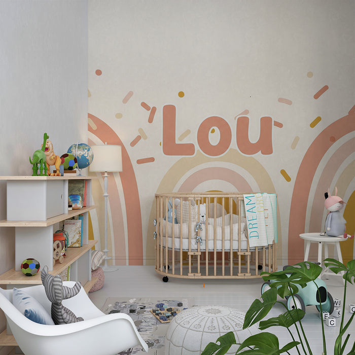 Tapety dla dzieci | Delikatna tęcza z pastelowymi kolorami i konfetti