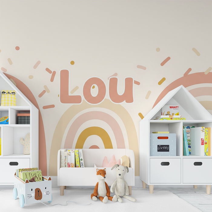 Tapety dla dzieci | Delikatna tęcza z pastelowymi kolorami i konfetti