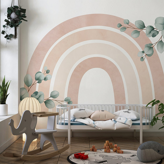 Barntapet | Mjuk regnbåge med delikat lövverk