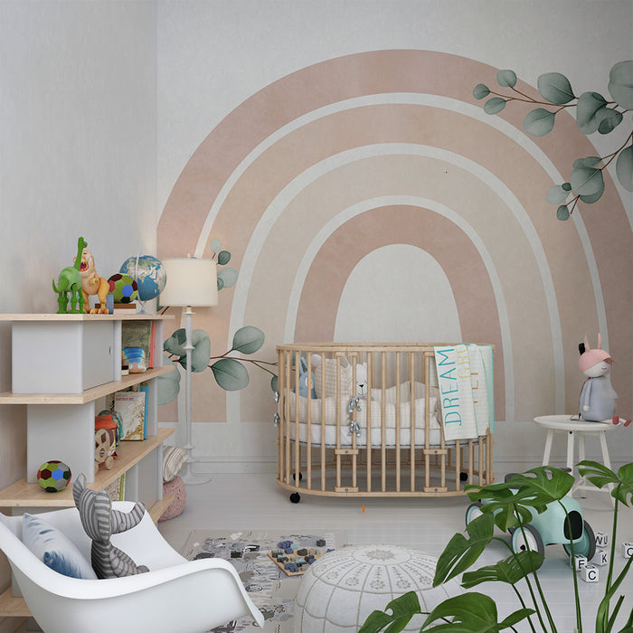 Barntapet | Mjuk regnbåge med delikat lövverk