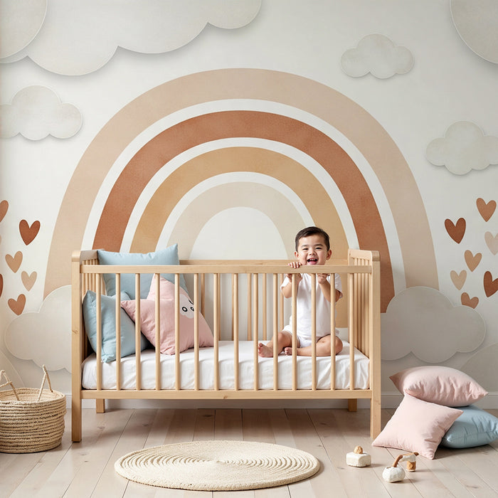 Barntapet | Mjuk regnbåge med moln och hjärtan