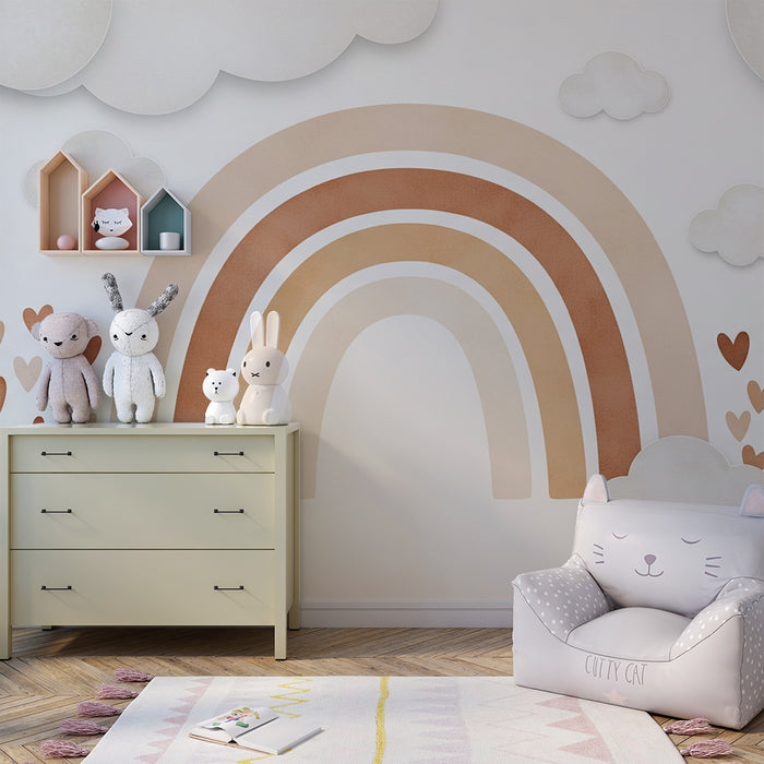 Barntapet | Mjuk regnbåge med moln och hjärtan