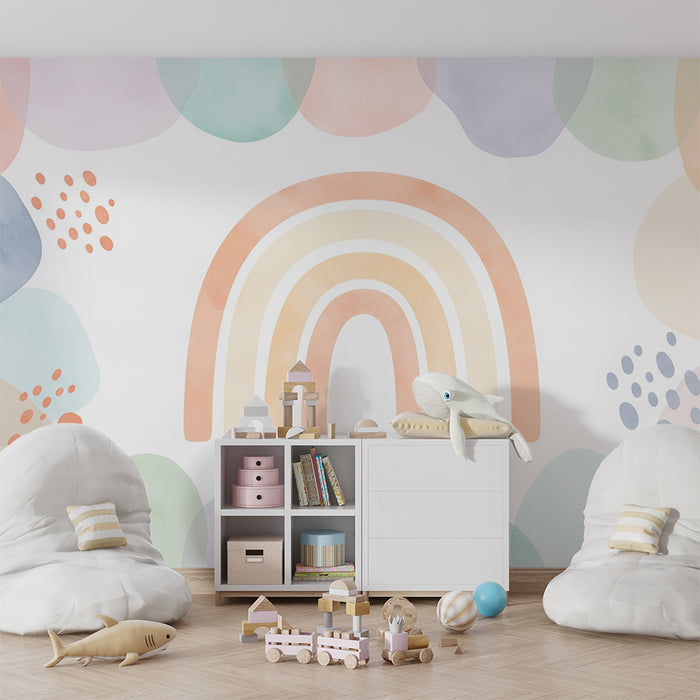 Barntapet | Mjuk regnbåge omgiven av pastellformer