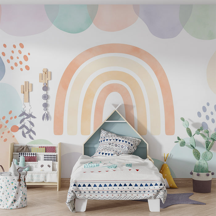 Barntapet | Mjuk regnbåge omgiven av pastellformer