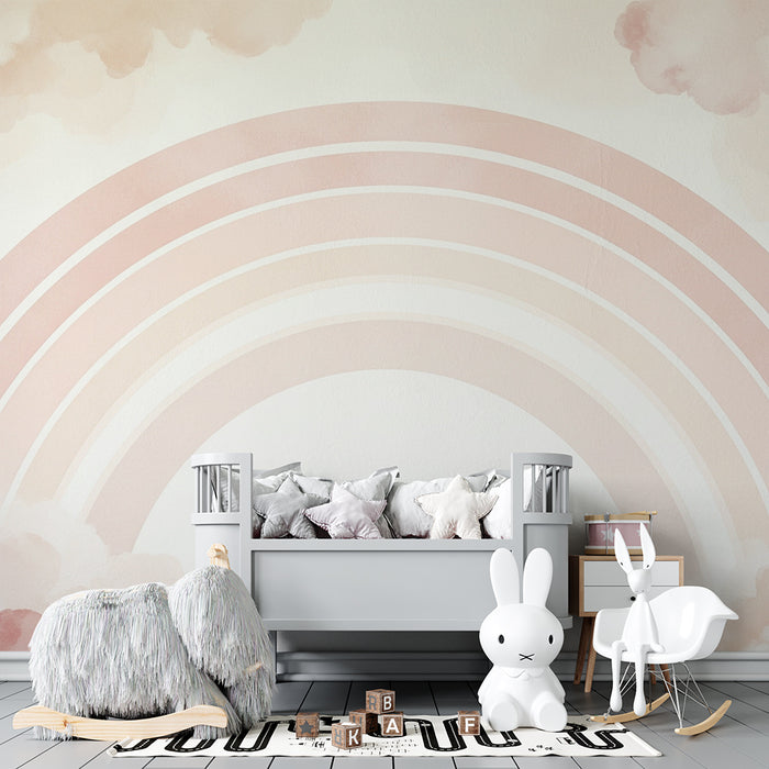 Barntapet | Mjuk regnbåge omgiven av rosa moln