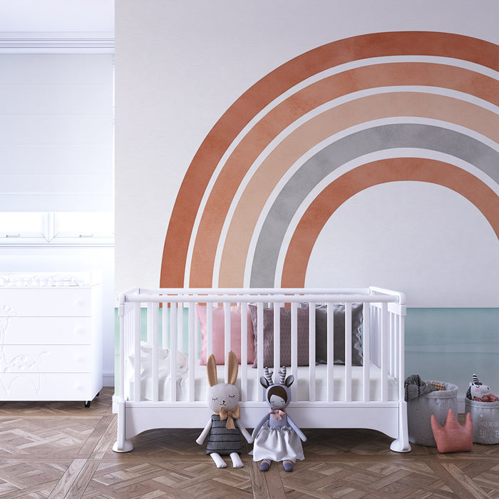 Barntapet | Mjuk och lugnande regnbåge med pastellfärger